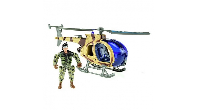 Army Helikopter met Soldaat + Licht en Geluid