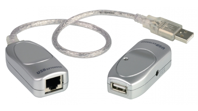 Aten UCE60-AT Usb 1.1 Kabel Usb A Male / Rj45-connector Female - Rj45-connector Female / Usb A Female 60 M Grijs