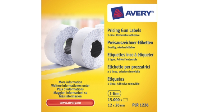Avery AV-PLR1226 Prijstangetiketten Non-permanent 26x12mm Wit 10 Rol In Doos