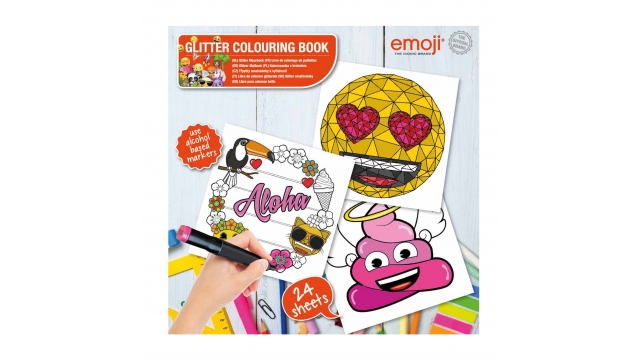 Emoji Glitter Kleurboek met 24 Platen