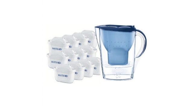 Brita Marella Waterfilterkan + 12 Maxtra Plus Filters Blauw/Transparant