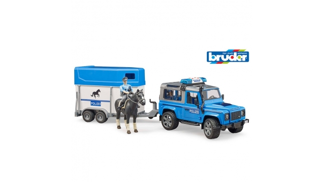 Bruder 02588 Politie Jeep met Paardentrailer + Paard en Figuur + Licht en Geluid