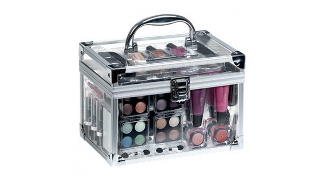 Casuelle Doorzichtige Make-Up Koffer Met Inhoud
