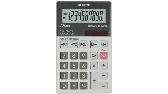 Citizen SH-ELW211GGY Calculator Sharp ELW211GGY Grijs Hand 10 Digit