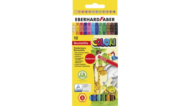 Eberhard Faber EF-514817 Kleurpotloden Met Gum Etui 12 Stuks