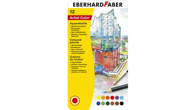 Eberhard Faber EF-516013 Aquarelpotlood Metaaletui A 12 Stuks Met Penseel