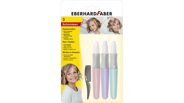 Eberhard Faber EF-579202 Haarkrijt 3 Stuks Roze, Paars, Turquoise