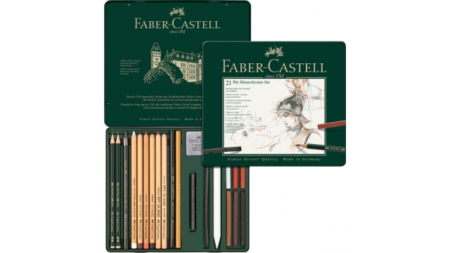 Faber Castell FC-112976 Pitt Monochrome Set Faber-Castell 21-delig Medium