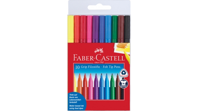Faber Castell FC-155310 10 Viltstiften GRIP Doos met 10 Etuis