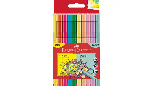 Faber Castell FC-155312 Grip Viltstiften Neon en Pastel 10 Stuks