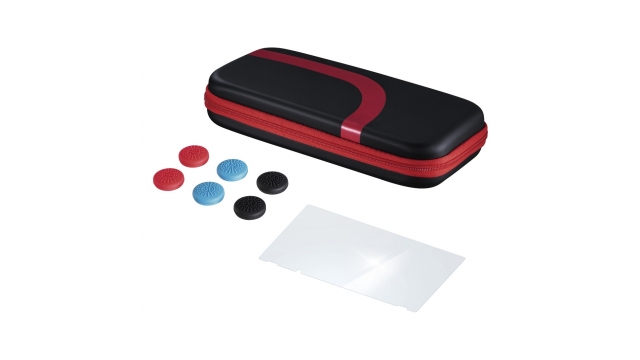 Hama Set (tas,beschermglas,control-opzetstukken) Voor N. Switch,zwart/rood