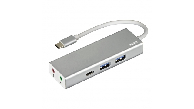 Hama USB-3.1-Type-C-hub 1:3 Aluminium 2x USB-A USB-C 3,5-mm-audio Bus-pow.
