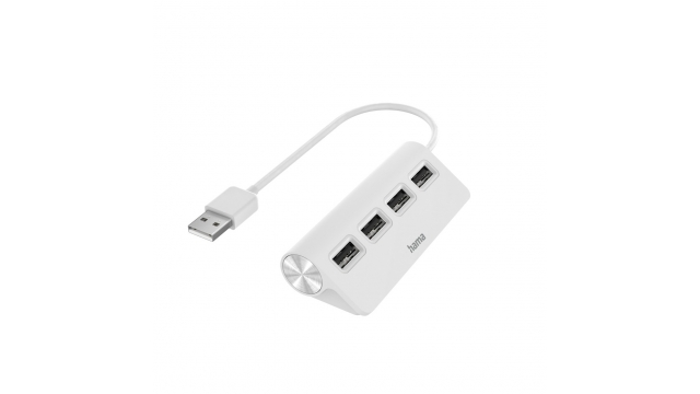 Hama USB-hub 4-poorts USB 2.0 480 Mbit/s Wit
