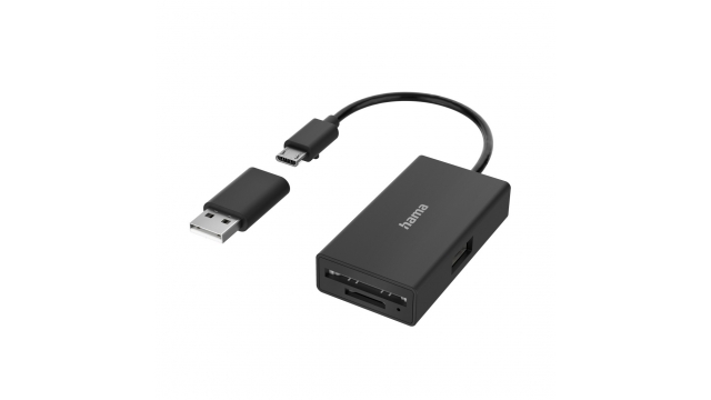 Hama USB-OTG-hub/kaartlezer 3-poorts USB-A SD MicroSD Incl. USB-A-adapter