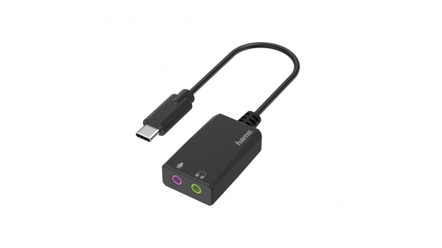 Hama USB-geluidskaart USB-C-stekker - 2x 3,5-mm-jack-aansluiting Stereo