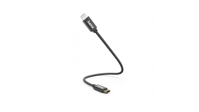 Hama Oplaadkabel USB-C - Lightning 0,2 M Nylon Zwart