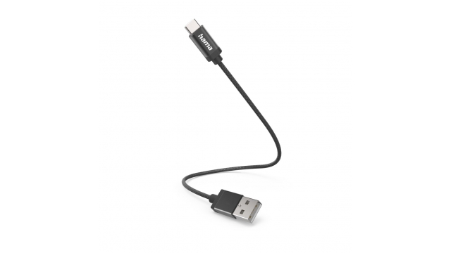 Hama Oplaadkabel USB-A - USB-C 0,2 M Nylon Zwart