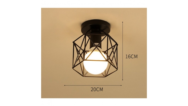Homestyle Pro MK002-B Industriële Plafondlamp 20x16 cm Zwart/Metaal