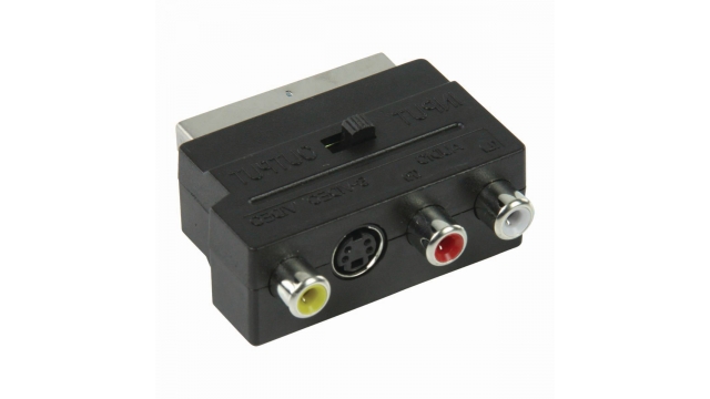 Nedis CVGB31902BK Schakelbare Scart-adapter Scart Male - S-video Female + 3x Rca Female Zwart