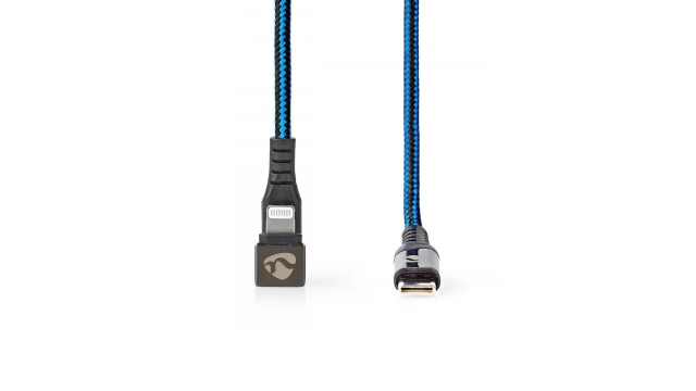Nedis GCTB39650AL20 Data- En Oplaadkabel Usb-c-™ Male Naar Apple Lightning 8-pins Male Gaming Connector 180° 2,0 M Rond Gevlochten Zwart-blauw