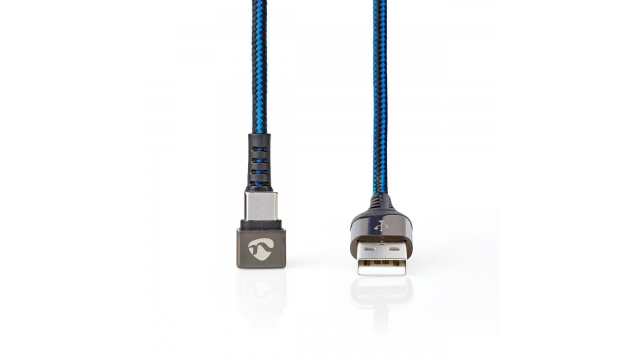 Nedis GCTB60600BK10 Usb 2.0-kabel A Male Naar Type-c™ Male 180°-aansluiting Voor Gaming 1,0 M Rond Gevlochten Zwart-blauw