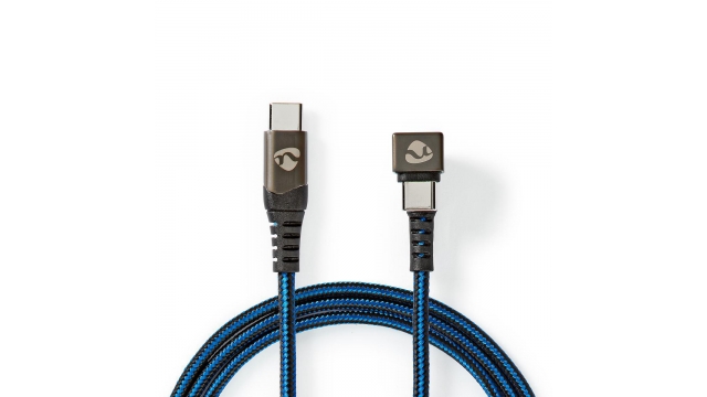 Nedis GCTB60700BK10 Usb 2.0-kabel Type-c™ Male Naar Type-c™ Male 180°-aansluiting Voor Gaming 1,0 M Rond Gevlochten Zwart-blauw