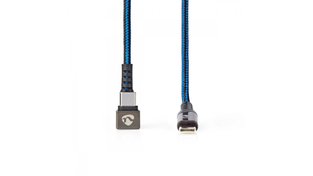 Nedis GCTB60700BK20 Usb 2.0-kabel Type-c™ Male Naar Type-c™ Male 180°-aansluiting Voor Gaming 2,0 M Rond Gevlochten Zwart-blauw