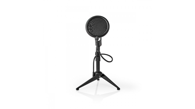 Nedis MPST01BK Microfoon-tafelstatief Verstelbare Hoogte Pop-filter 2 Houders Meegeleverd Zwart