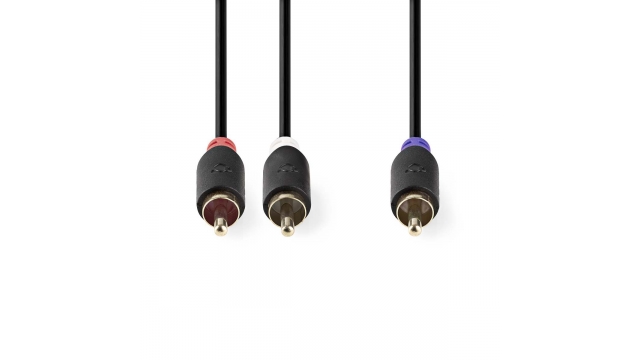 Nedis CABW24000AT30 Subwoofer-kabel Rca Male 2x Rca Male Verguld 3.00 M Rond 4.0 Mm Antraciet Doos