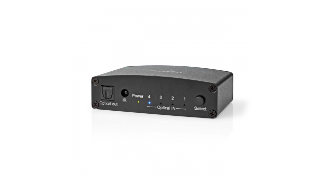 Nedis ASWI2514BK Digitale Audio-switch 4-wegs Input: Dc Power / 4x Toslink Output: Toslink Female Afstandsbediening / Drukknop / Manueel Metaal Zwart