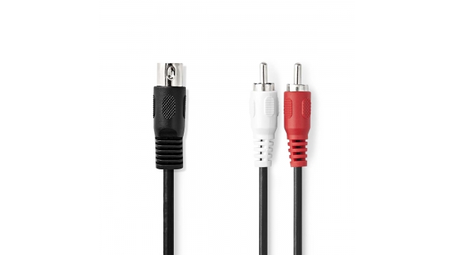 Nedis CAGL20200BK10 Din-audiokabel Din 5-pins Male 2x Rca Male Vernikkeld 1.00 M Rond Pvc Zwart Label