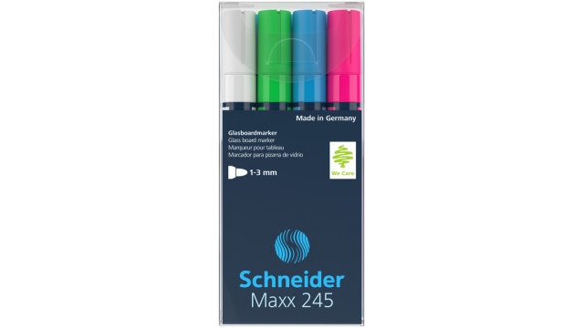 Schneider S-124594 Marker Maxx 245 4st. In Etui, Zwart, Groen, Blauw, Rood