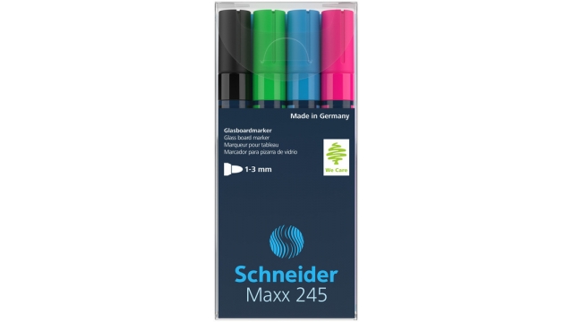 Schneider S-124597 Marker Maxx 245 4st. In Etui, Wit, Groen, Blauw, Rood