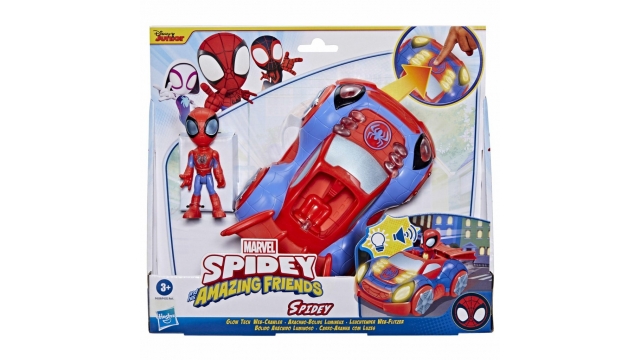 Spiderman Spidey And His Amazing Friends Voertuig met Figuur + Licht en Geluid Assorti