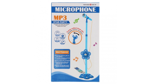 Karaoke Microfoon + Licht en Geluid Blauw