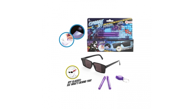Spionageset Spiegelbril + Geheimschriftpen + UV lamp