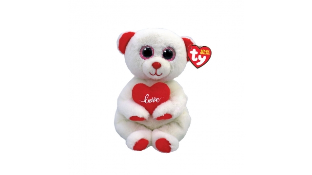 TY Beanie Babies Bellies Knuffelbeer Desi met Hart 15 cm